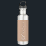 Botella De Agua Nombre floral rosa Rubor personalizado<br><div class="desc">Con un bonito diseño floral y su nombre elegido,  esta botella de agua es un regalo personalizado para cualquier ocasión.</div>