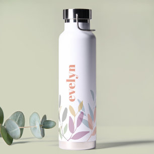 Botella De Agua Nombre Frondoso Personalizado Colorido
