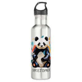 Botella De Agua Nombre inspirado en el matismo del oso de Panda de