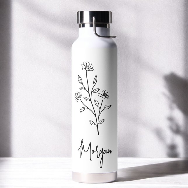 Botella De Agua Nombre manuscrito mano Floral Bachelorette Bridal (Subido por el creador)