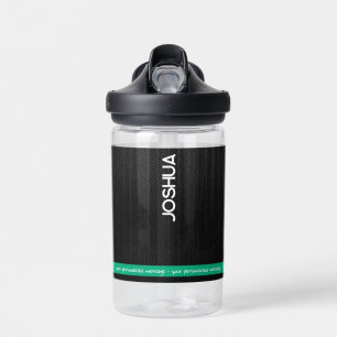 Botella De Agua Nombre moderno negro personalizado