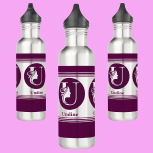 Botella De Agua Nombre moderno Personalizado estilo Letra monogram