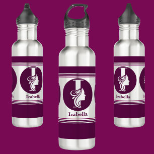 Botella De Agua Nombre moderno Personalizado estilo Letra monogram