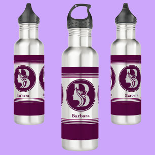 Botella De Agua Nombre moderno Personalizado estilo Letra monogram
