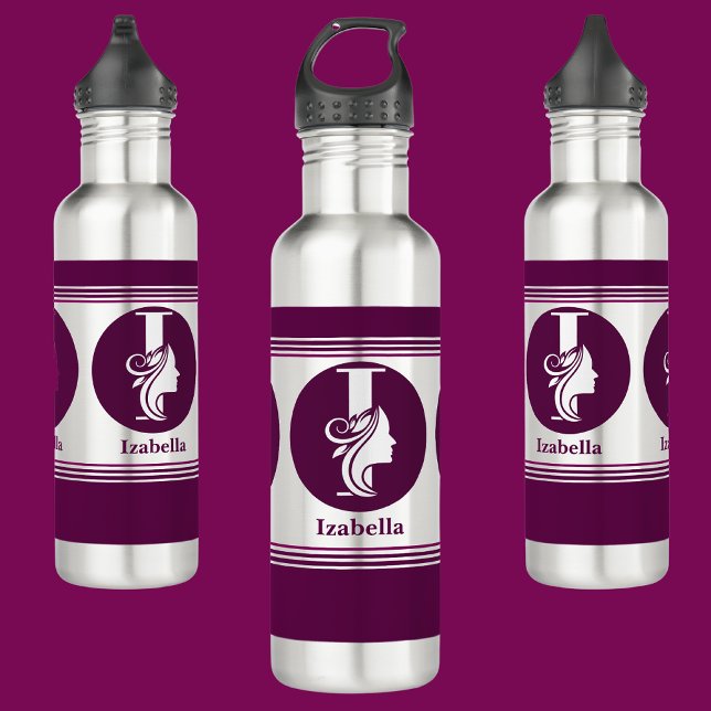 Botella De Agua Nombre moderno Personalizado estilo Letra monogram (Subido por el creador)