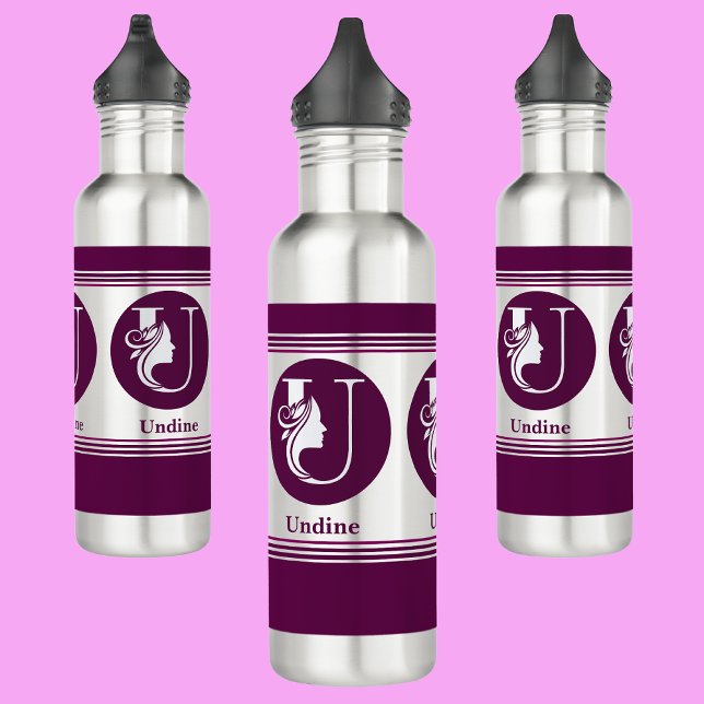 Botella De Agua Nombre moderno Personalizado estilo Letra monogram (Subido por el creador)