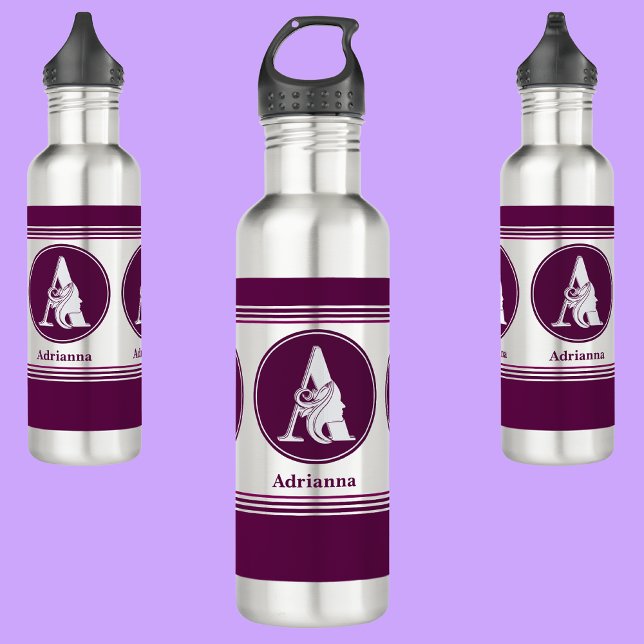 Botella De Agua Nombre moderno Personalizado estilo Letra monogram (Subido por el creador)