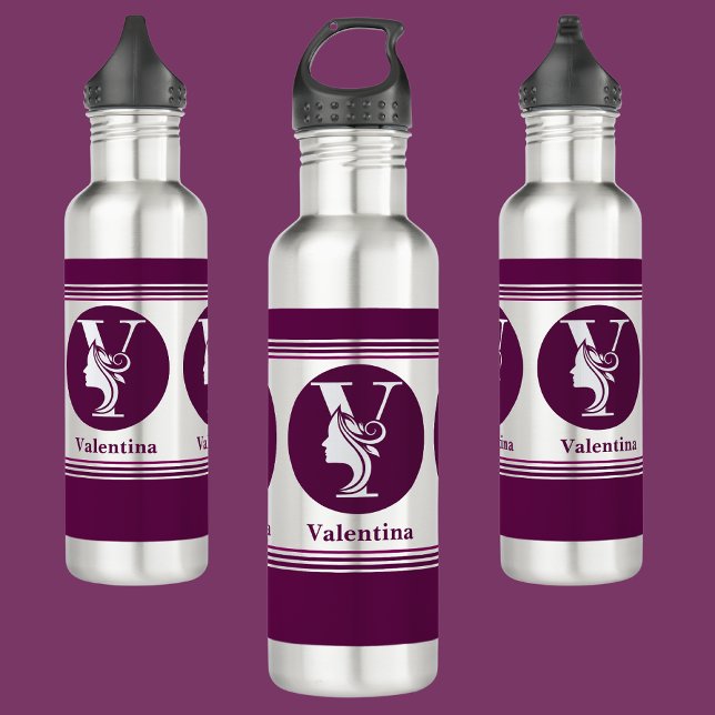 Botella De Agua Nombre moderno Personalizado estilo Letra monogram (Subido por el creador)