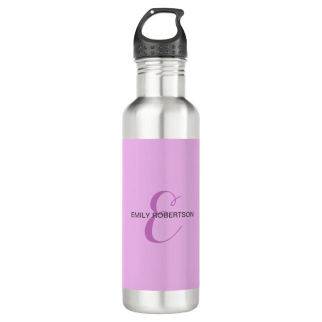 Botella De Agua Nombre Monograma Letra inicial Orquídea & Lilac (Anverso)