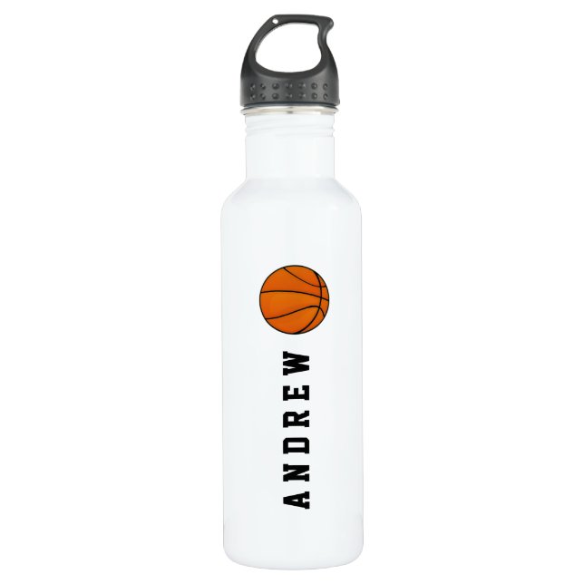 Botella De Agua Nombre o monograma personalizado baloncesto (Anverso)