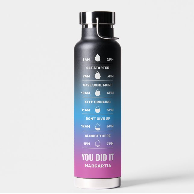 Botella De Agua Nombre personalizado Agua de recordatorio para cre (Izquierdo)