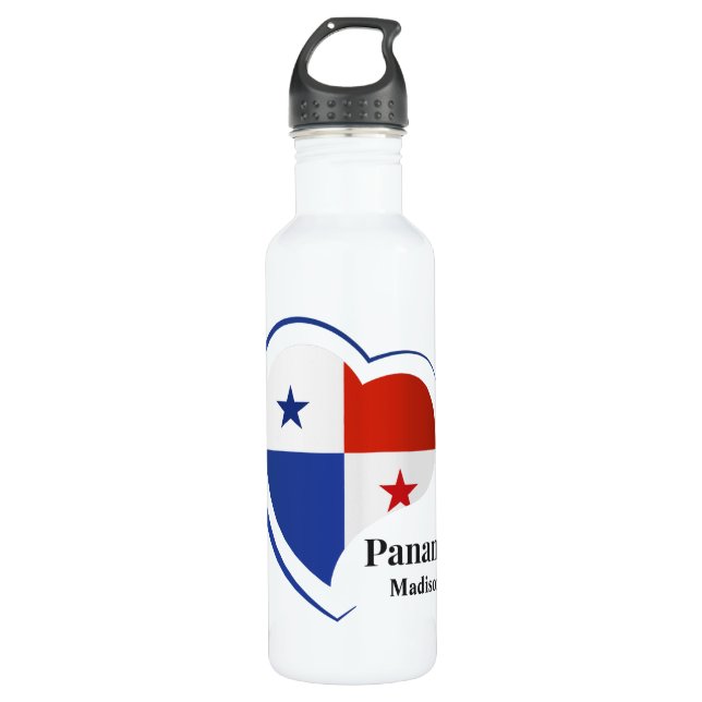 Botella De Agua Nombre personalizado Amor Panamá (Anverso)