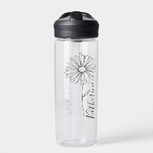Botella De Agua Nombre personalizado April daisy Birth Flower