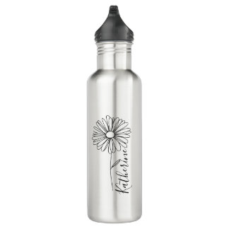 Botella De Agua Nombre personalizado April daisy Birth Flower