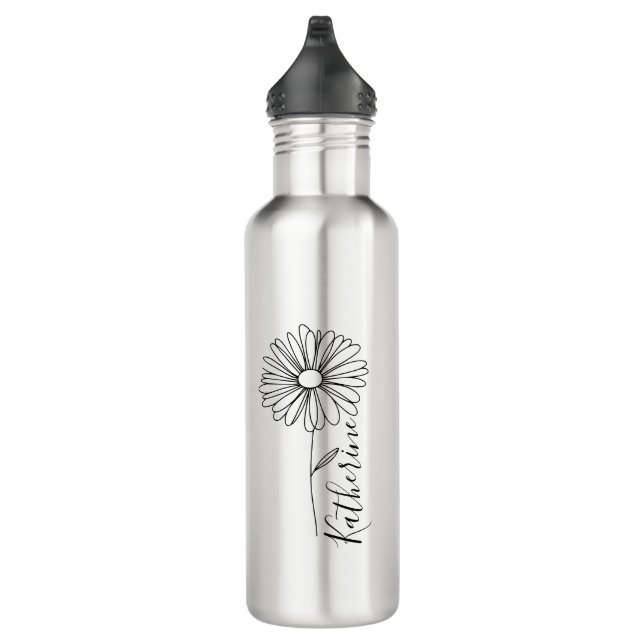 Botella De Agua Nombre personalizado April daisy Birth Flower (Derecha)