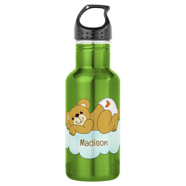 Botella De Agua Nombre personalizado Bear Bear Teddy (Anverso)