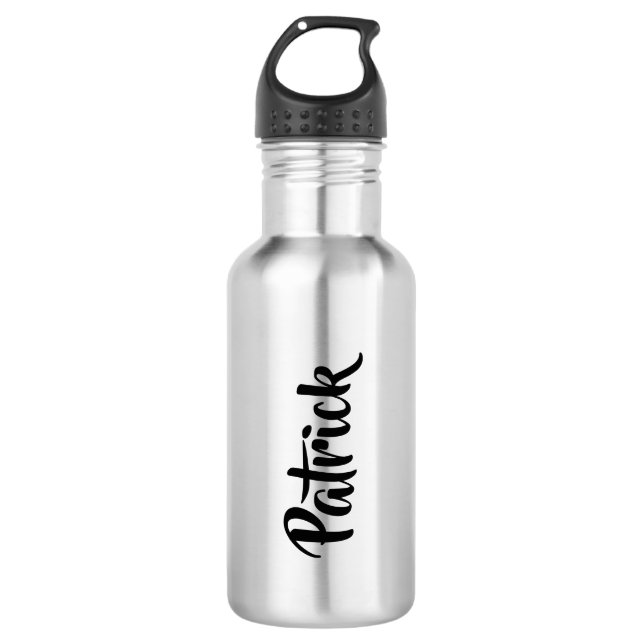 Botella De Agua Nombre personalizado blanco plano (Anverso)