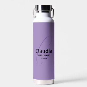 Botella De Agua Nombre personalizado Boda moderno Lavanda morado
