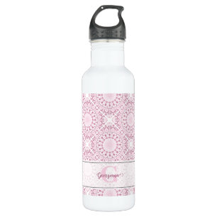 Botella De Agua Nombre personalizado Bonito de confetti rosado Lac