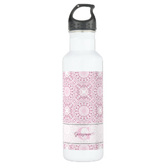 Botella De Agua Nombre personalizado Bonito de confetti rosado Lac