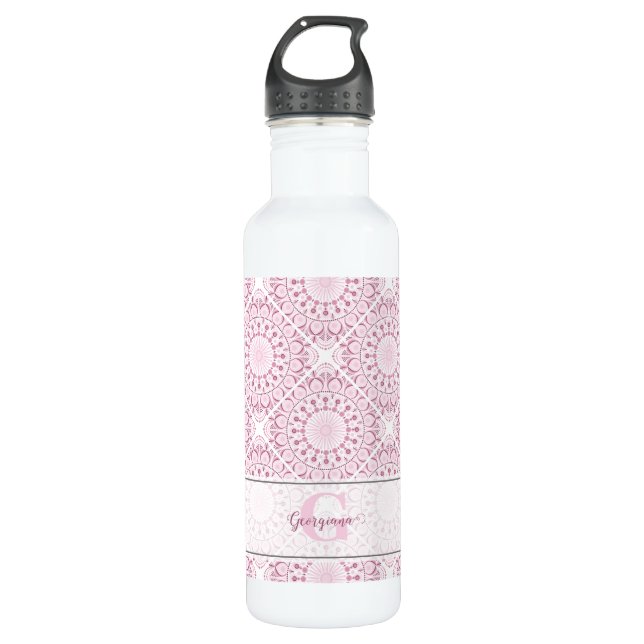 Botella De Agua Nombre personalizado Bonito de confetti rosado Lac (Anverso)