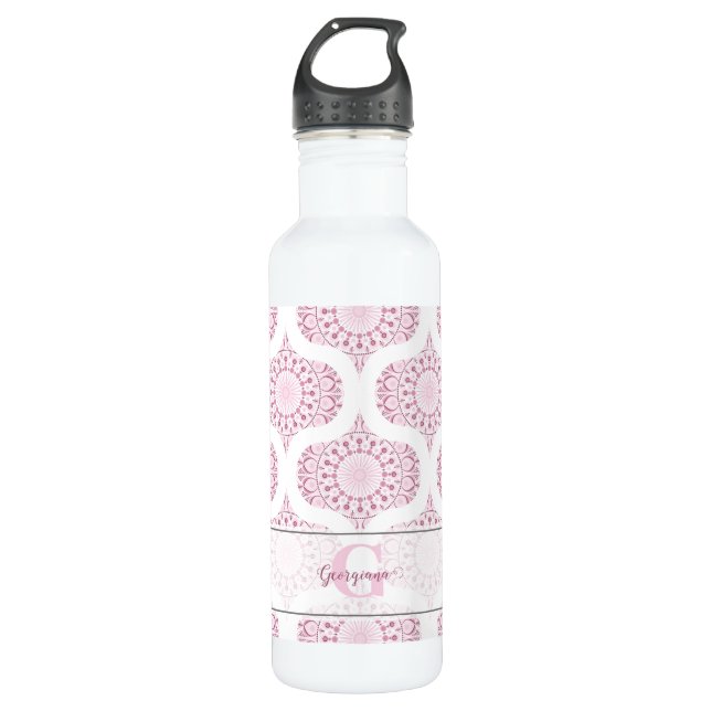 Botella De Agua Nombre personalizado Bonito rosa 70 Confetti Lace  (Anverso)