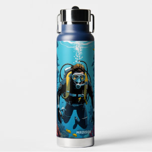 Botella De Agua Nombre personalizado Buceador Scuba