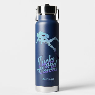 Botella De Agua Nombre personalizado Buceo de Turcas y Caicos