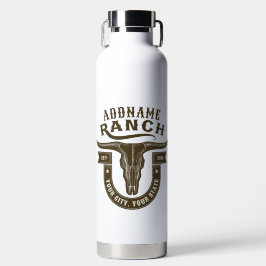 Botella De Agua NOMBRE Personalizado Bull Steer Skull Western Ranc