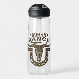 Botella De Agua NOMBRE Personalizado Bull Steer Skull Western Ranc