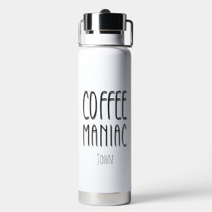 Botella De Agua Nombre personalizado Café Maniac - Gracioso