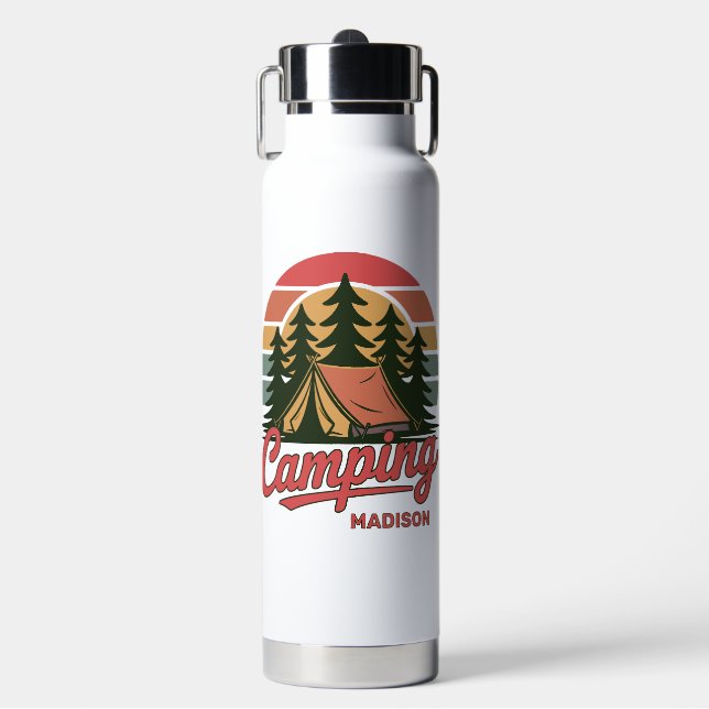 Botella De Agua Nombre personalizado Camping (Frente)