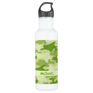 Botella De Agua Nombre personalizado camuflaje oscuro de Camo del