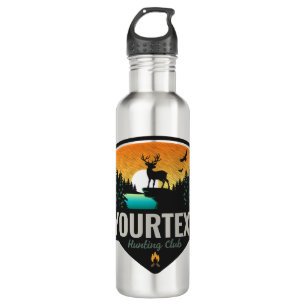 Botella De Agua NOMBRE Personalizado Caza de alce Atardecer salvaj