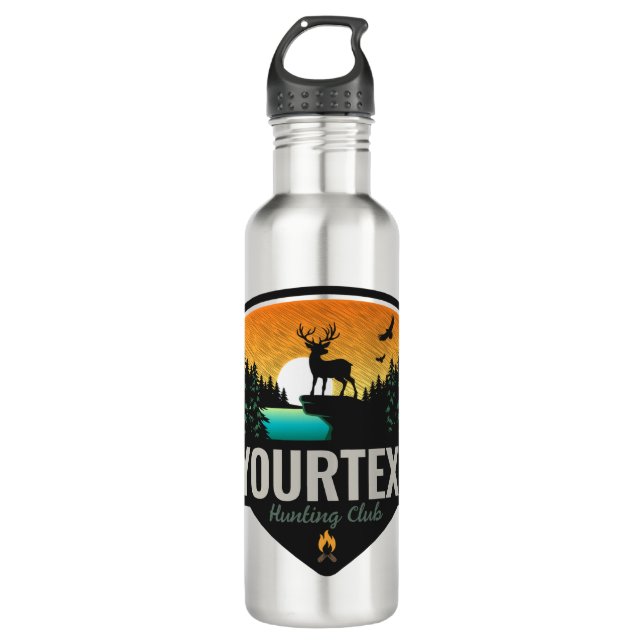 Botella De Agua NOMBRE Personalizado Caza de alce Atardecer salvaj (Anverso)