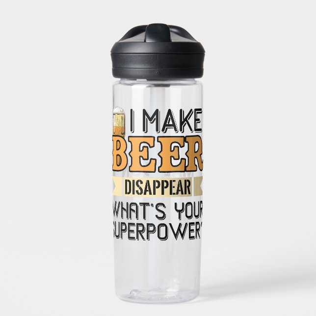 Botella De Agua Nombre personalizado de Beer Superpower (Delante)