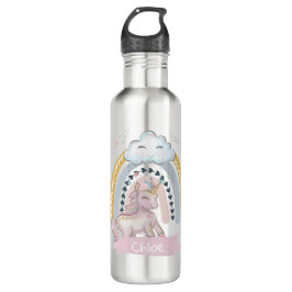 Botella De Agua 🦄 nombre personalizado de Chica de unicornio arco