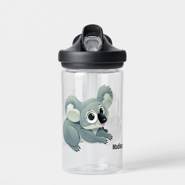 Botella De Agua Nombre personalizado de Cute Koala (Delante)