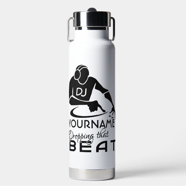 Botella De Agua nombre personalizado de DJ (Frente)