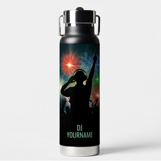 Botella De Agua Nombre personalizado de DJ de música (Frente)