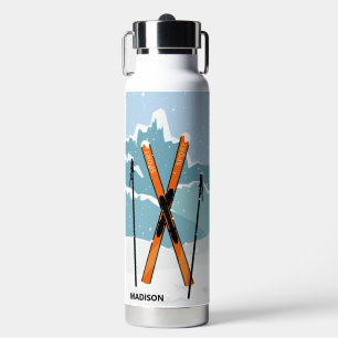Botella De Agua Nombre personalizado de esquí de invierno