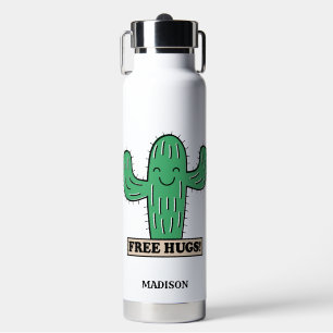 Botella De Agua Nombre personalizado de Free Cactus Hugs