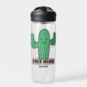 Botella De Agua Nombre personalizado de Free Cactus Hugs