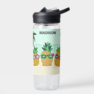 Botella De Agua nombre personalizado de Guay Beach Pineapples