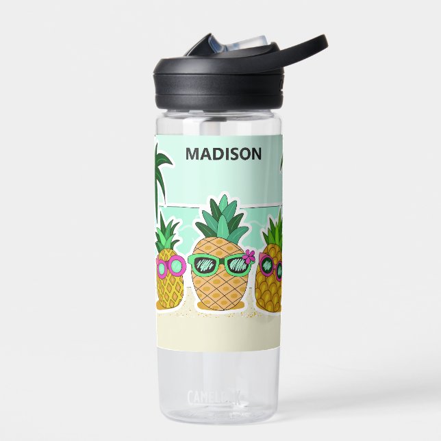 Botella De Agua nombre personalizado de Guay Beach Pineapples (Izquierdo)