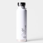 Botella De Agua Nombre personalizado de guión moderno<br><div class="desc">Regalos de nombres personalizados Minimalistas modernos Este diseño presenta un nombre personalizado en letra de escritura a mano moderna en negro sobre fondo blanco. Perfecto como regalo de vacaciones para él,  regalos del día del padre y regalos para cualquier ocasión especial.</div>