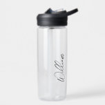 Botella De Agua Nombre personalizado de guión moderno<br><div class="desc">Regalos de nombres personalizados Minimalistas modernos Este diseño presenta un nombre personalizado en letra de escritura a mano moderna en negro. Perfecto como regalo de vacaciones para él,  regalos del día del padre y regalos para cualquier ocasión especial.</div>