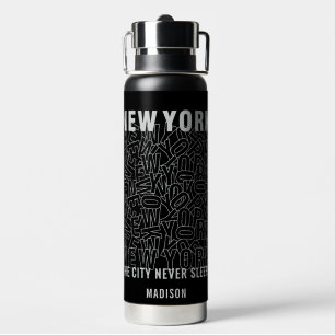 Botella De Agua Nombre personalizado de la tipografía de Nueva Yor