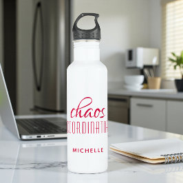 Botella De Agua Nombre personalizado de la tipografía roja del coo