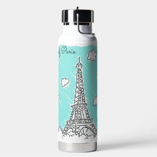 Botella De Agua Nombre personalizado de la Torre Eiffel